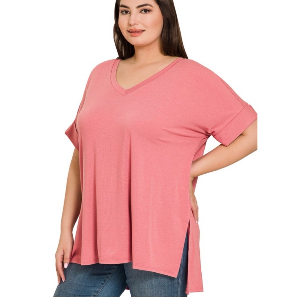 Hi low slit hem tunic Desert Rose